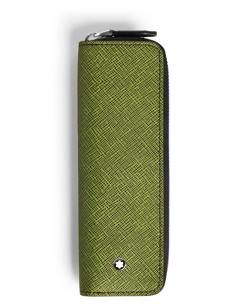 Montblanc Sartorial Etui für 1 Schreibgerät mit Reißverschluss - Lindgrün / Cassis - Leder - MB199390 - Schreibgeräteetuis Lindgrün