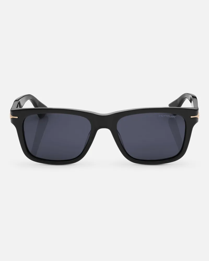 Montblanc Rechteckige Sonnenbrille Mit Schwarzer Kunststofffassung - Sonnenbrillen - Schwarz Schwarz