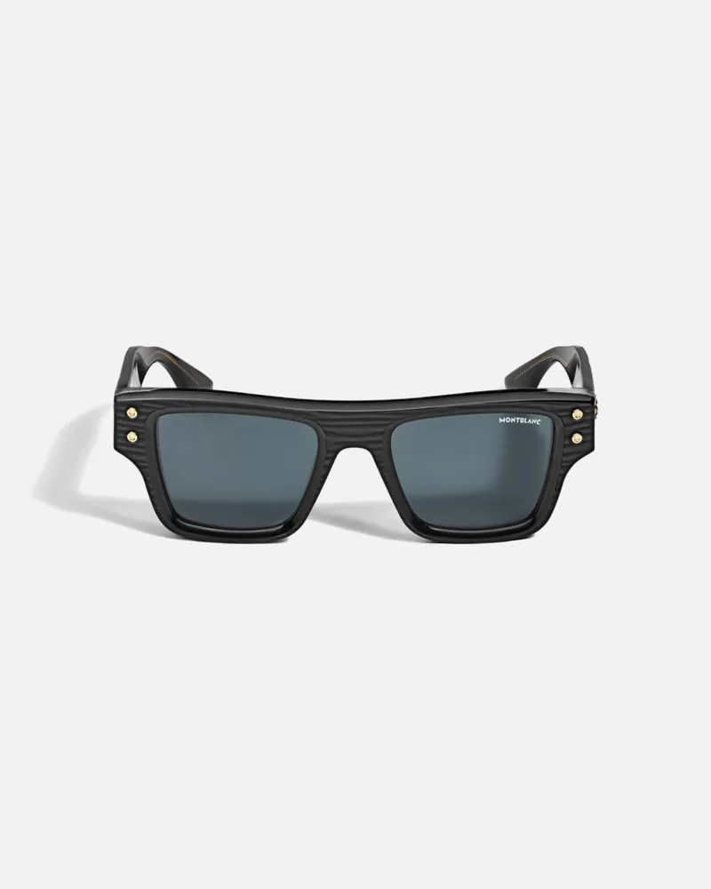 Montblanc Rechteckige Sonnenbrille Mit Schwarzer Kunststofffassung - Sonnenbrillen - Schwarz Schwarz