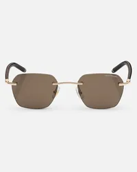 Montblanc Eckige Sonnenbrille Mit Goldfarbener Metallfassung 