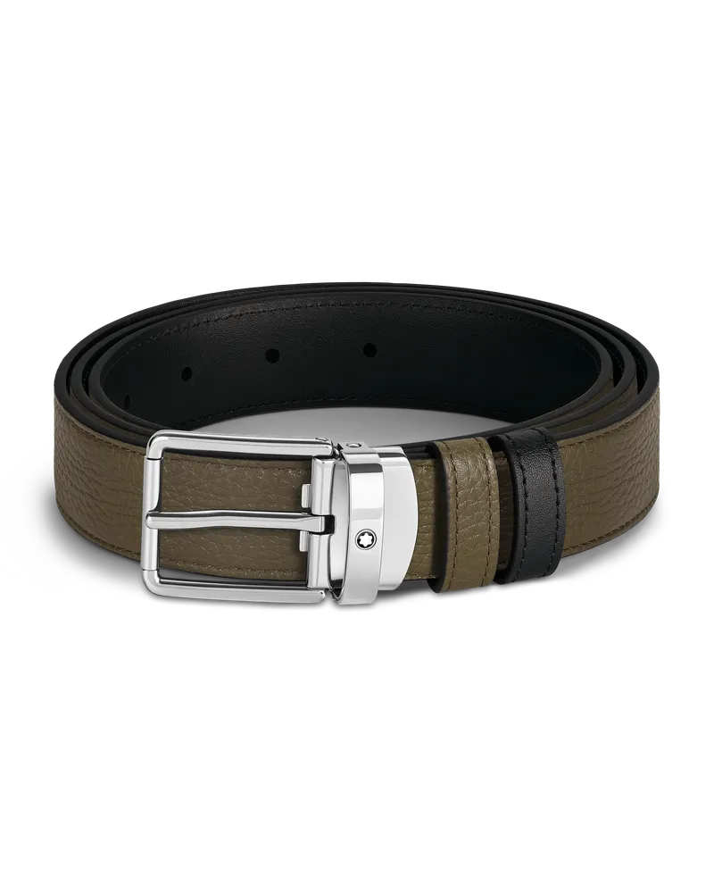 Montblanc Alltagstauglicher Wendegürtel aus Leder in Khaki/Schwarz mit Schließe, 30 mm - MB221003 - Gürtel 