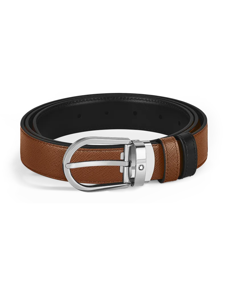 Montblanc Wendbarer Gürtel mit hufeisenförmiger Schließe mm aus Sartorial Leder - Rehbraun - Leder - MB222385 - Gürtel Rehbraun