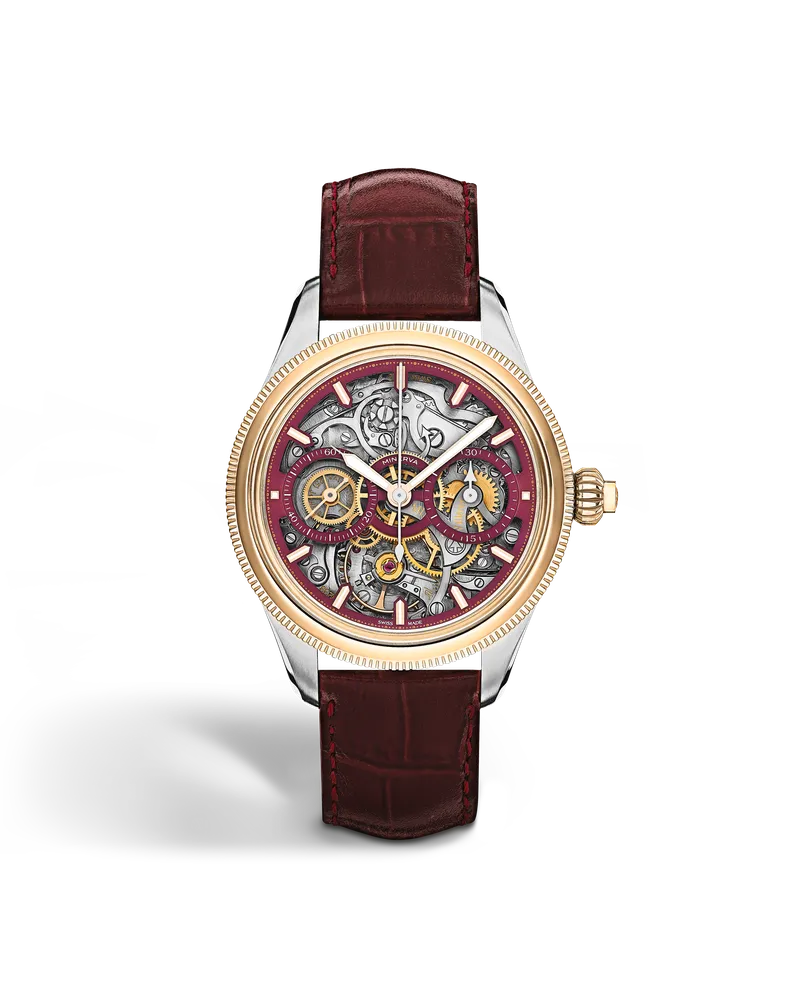 Montblanc Minerva The Unveiled Secret Limited Edition - 58 Exemplare - Weinfarben - Rotgold - Stahl - MB136354 - Uhr Weinfarben