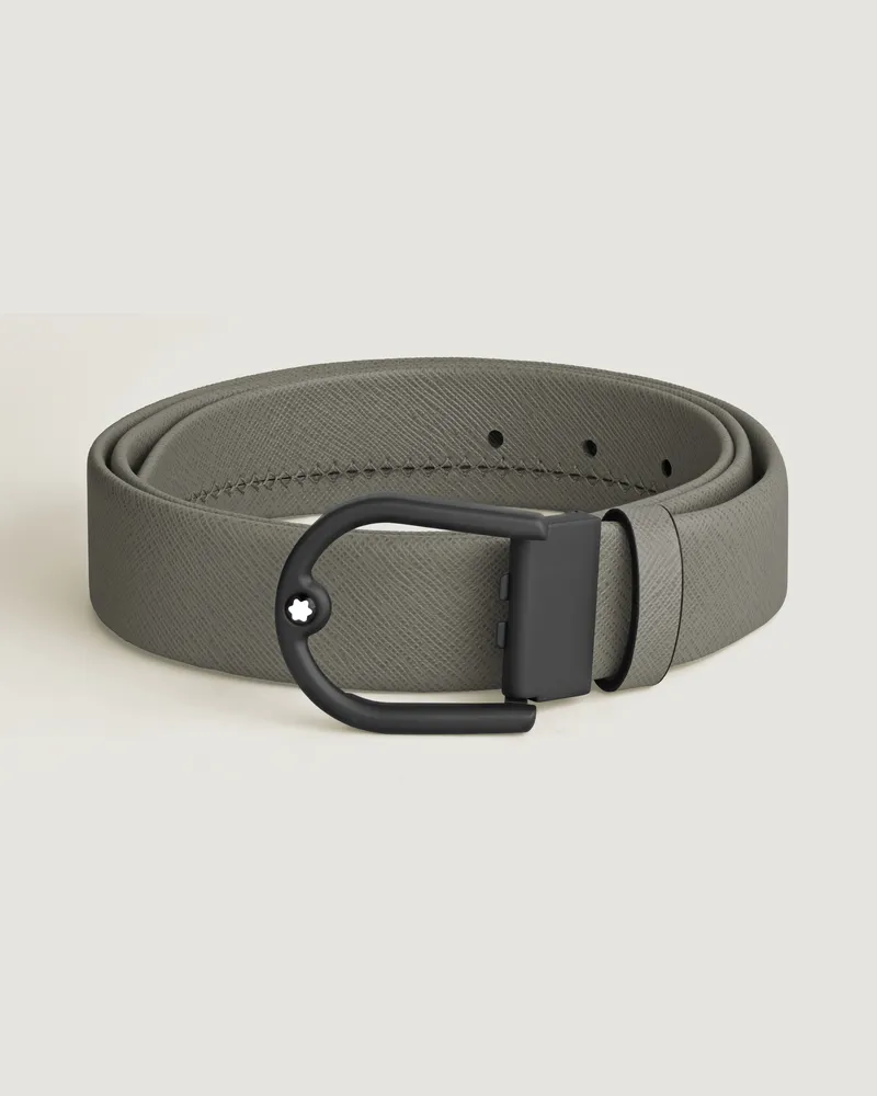 Montblanc Gürtel aus Leder in Mittelgrau mit hufeisenförmiger Schließe, 35 mm - Mittelgrau - Leder - MB199633 - Gürtel Mittelgrau