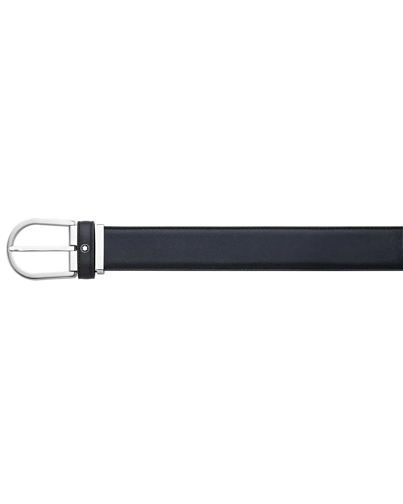 Montblanc Gürtel aus Leder in Blau mit hufeisenförmiger Schließe, 35 mm - Blau - MB123888 - Gürtel Blau