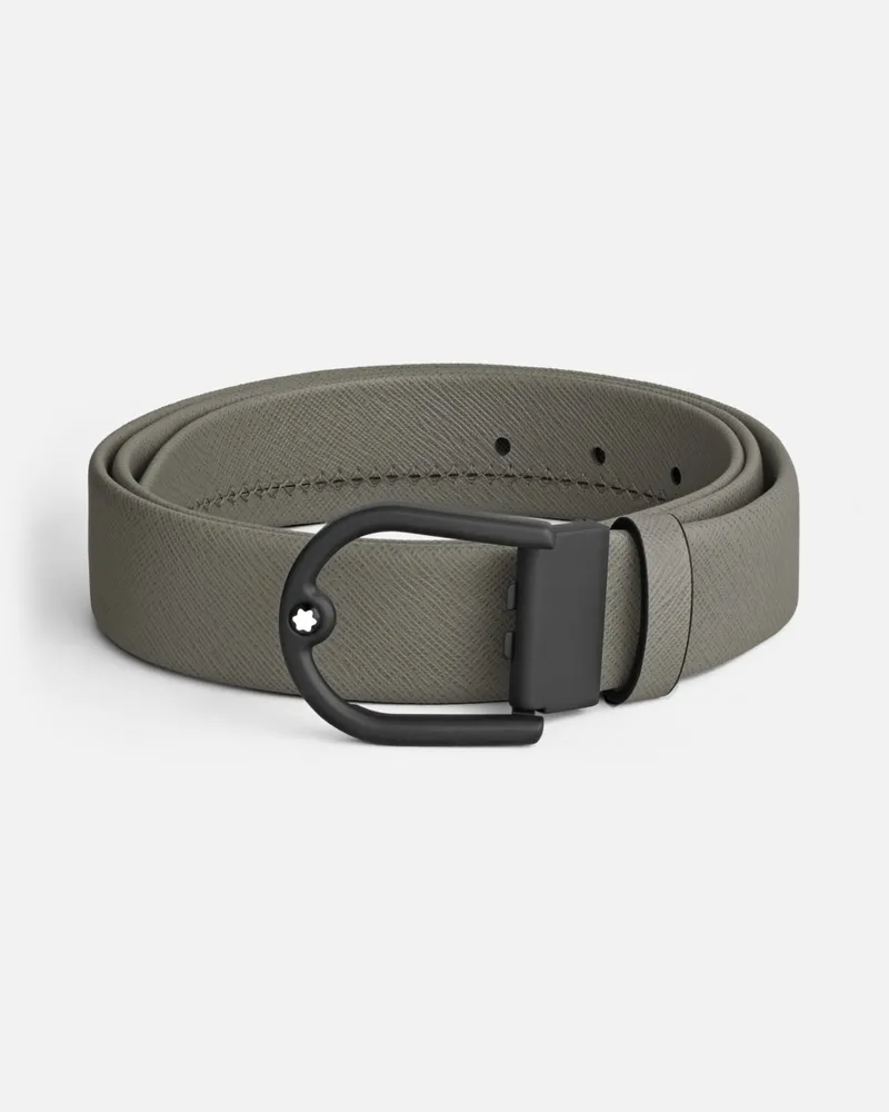 Montblanc Gürtel Aus Leder In Mittelgrau Mit Hufeisenförmiger Schließe, 35 mm - Schultertaschen 