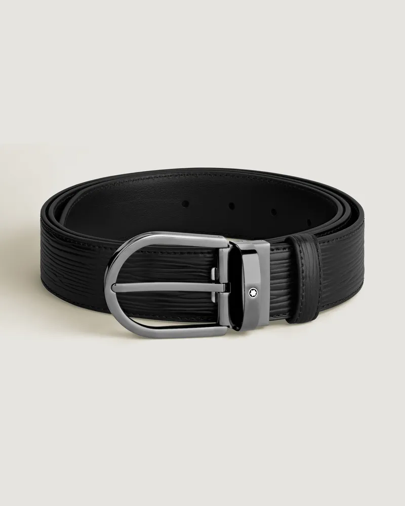 Montblanc Gürtel aus Leder in Schwarz mit hufeisenförmiger Schließe, 35 mm - Schwarz - Leder - MB199641 - Gürtel Schwarz