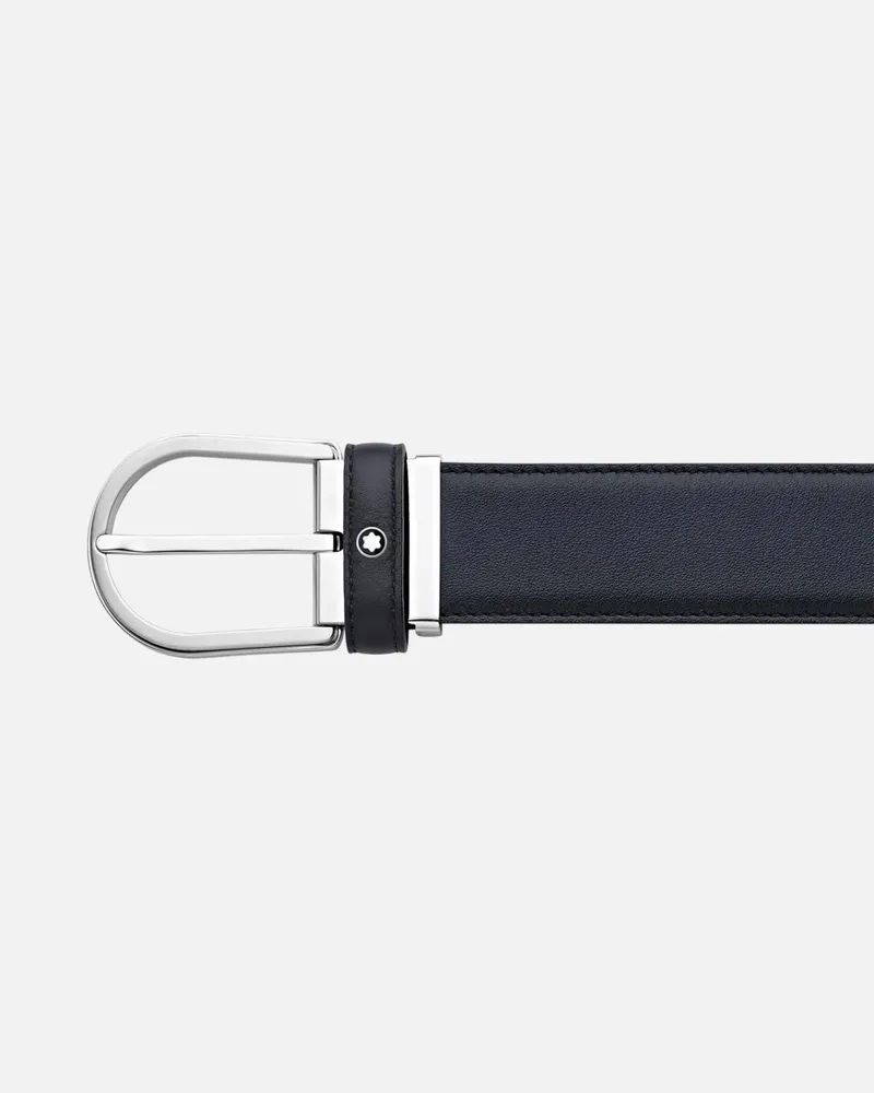 Montblanc Gürtel Aus Leder In Blau Mit Hufeisenförmiger Schließe, 35 Mm - Gürtel - Blau Blau