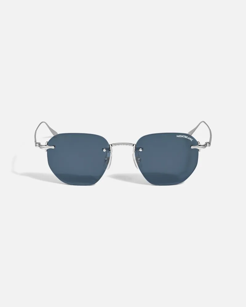Montblanc Runde Sonnenbrille Mit Silberfarbener Metallfassung - Sonnenbrillen - Silber Silber