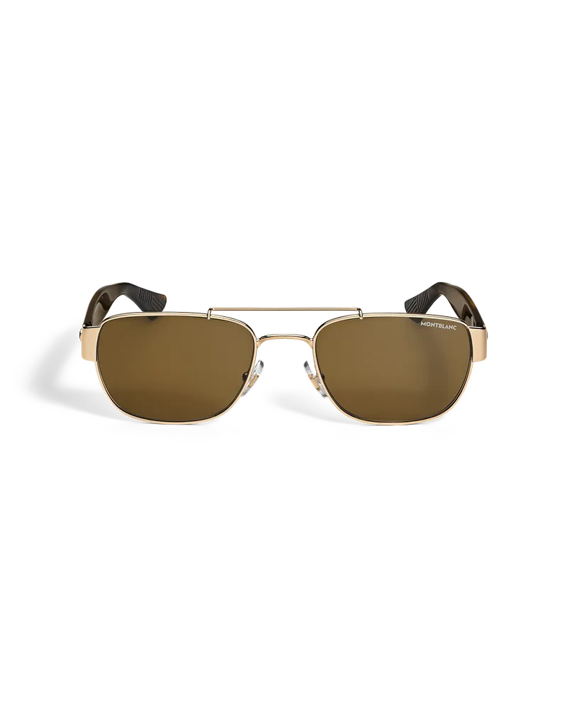 Montblanc Rechteckige Sonnenbrille mit goldfarbenem Metallrahmen - Havanna - Metall & Kunststoff - MB139341 - Sonnenbrillen Havanna