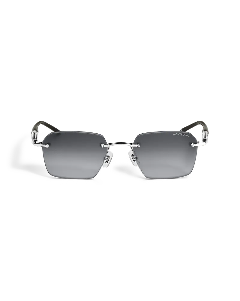 Montblanc Rechteckige Sonnenbrille mit silberfarbenem Metallrahmen - Schwarz - Metall - MB139346 - Sonnenbrillen Schwarz