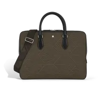 Flache Schreibmappe aus 4810 Jacquard - Khaki - Stoff und Leder - MB220256 - Dokumententaschen
