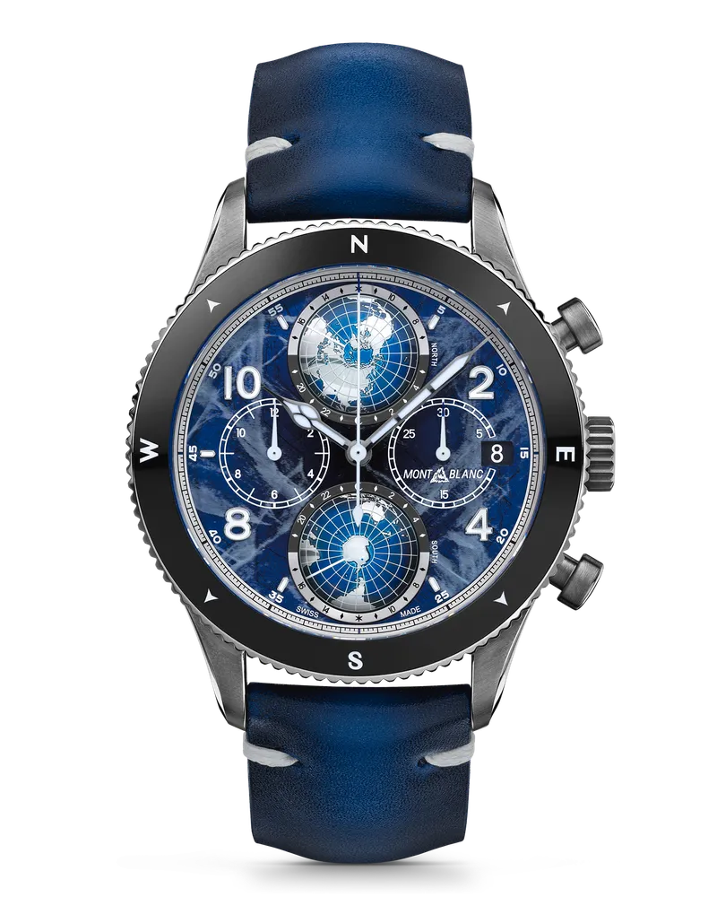 Montblanc Montblanc 1858 Geosphere Chronograph 0 Oxygen Limited Edition - 290 Exemplare - Blau - TITAN, KERAMIK - MB129624 - Uhr Blau
