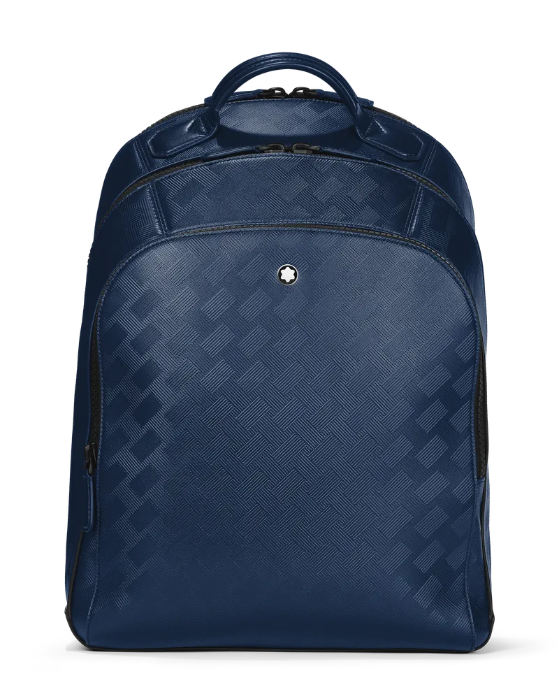 Montblanc Mittelgroßer Rucksack mit 3 Fächern aus Extreme Leder - Tintenblau - Leder - MB198047 - Rucksäcke Tintenblau