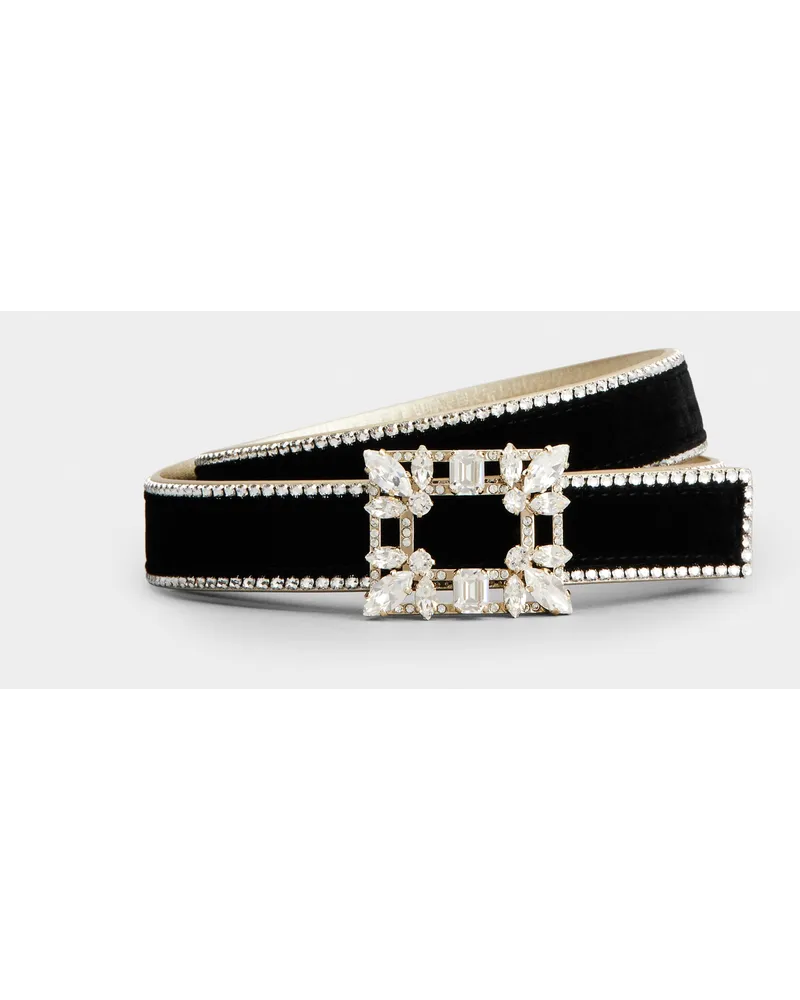 Roger Vivier Gürtel Broche Vivier Schnalle aus Samt Schwarz
