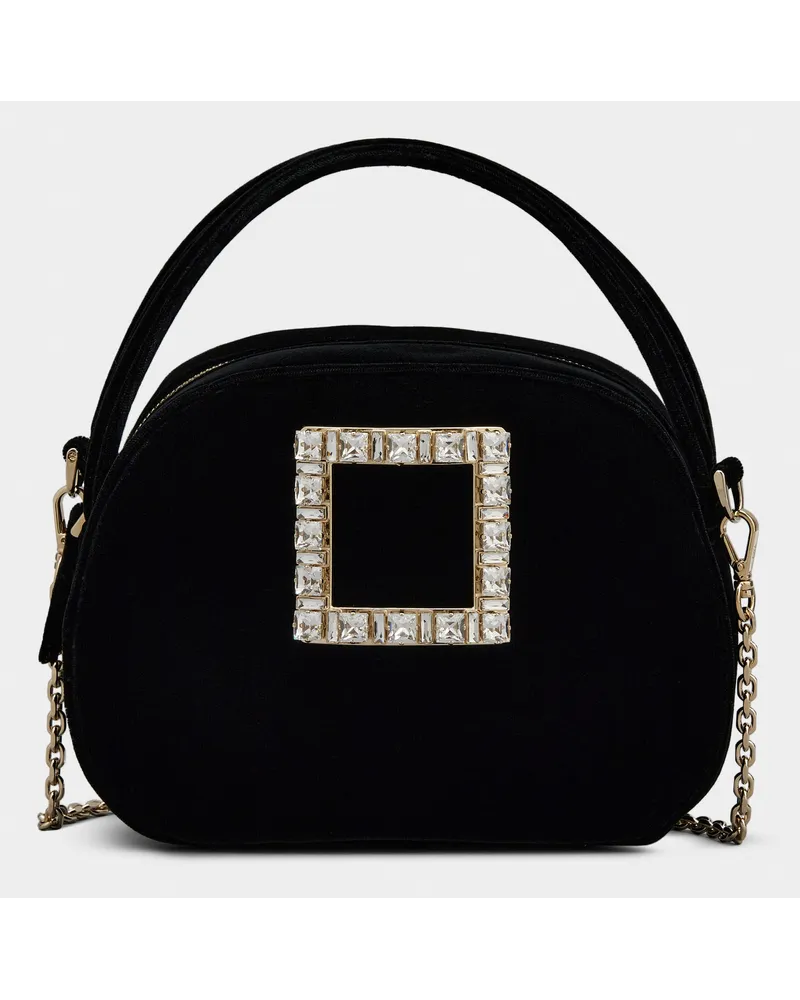 Roger Vivier Tasche Mini Viv' Ladybug aus Samt mit Strass-Schnalle Schwarz