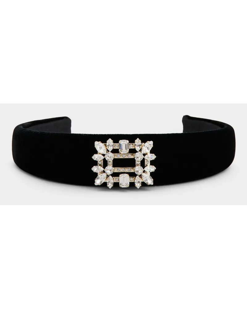 Roger Vivier Haarreif Broche Vivier aus Samt mit Schnalle Schwarz