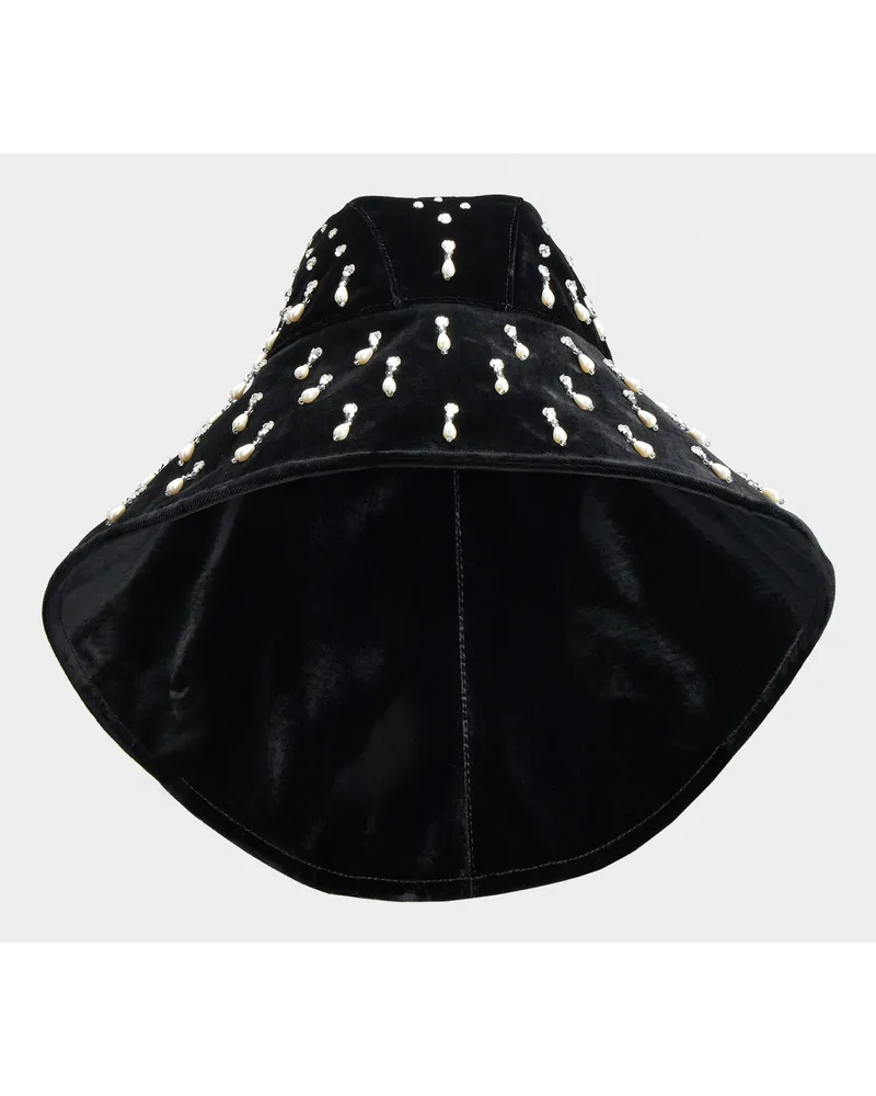 Roger Vivier Fischerhut Viv' Choc Pearl Embroidery aus Samt Schwarz