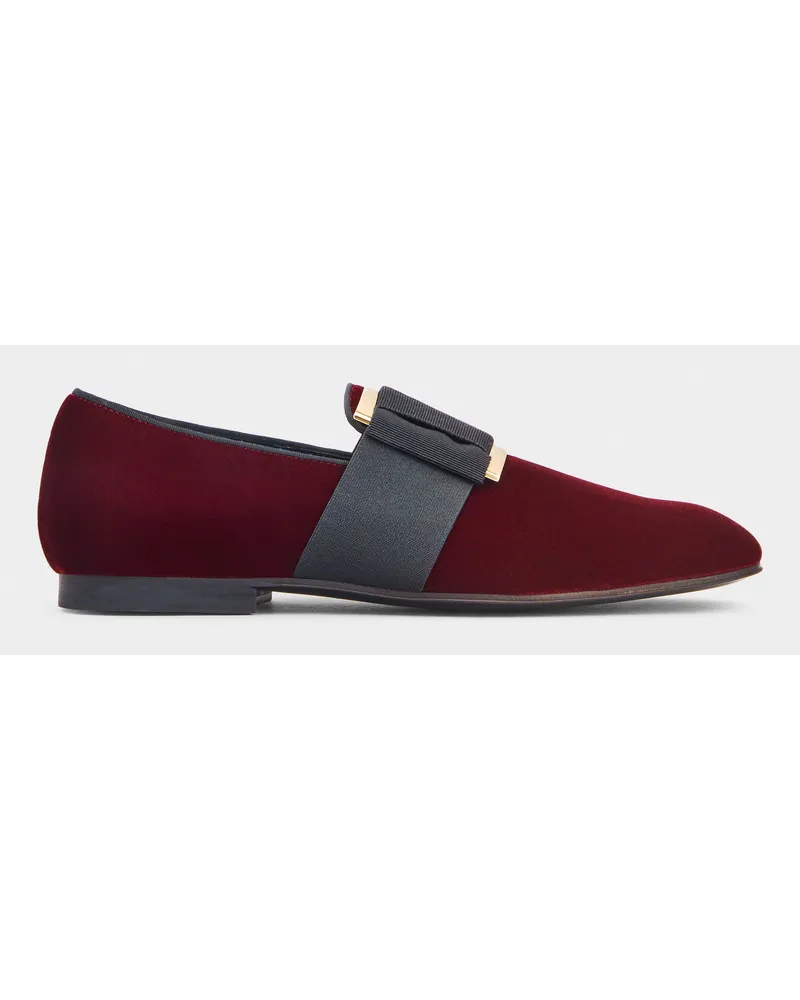 Roger Vivier Loafer Tuxedo für Herren mit Metallschnalle aus Samt Bordeaux