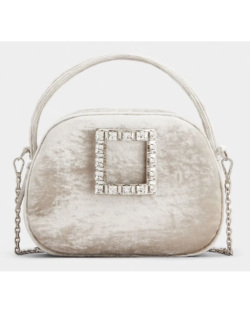 Roger Vivier Tasche Mini Viv' Ladybug aus Samt mit Strass-Schnalle Grau