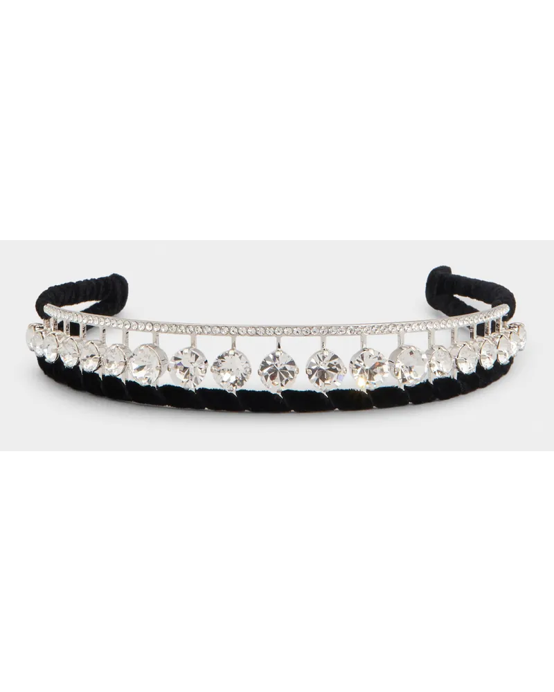Roger Vivier Haarreif RV Strass aus Samt Schwarz