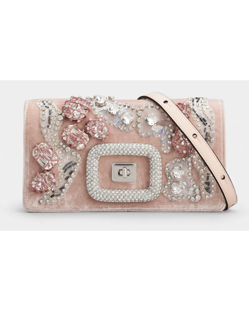 Roger Vivier Tasche Mini Viv' Choc Shine Camouflage aus Samt Rosa