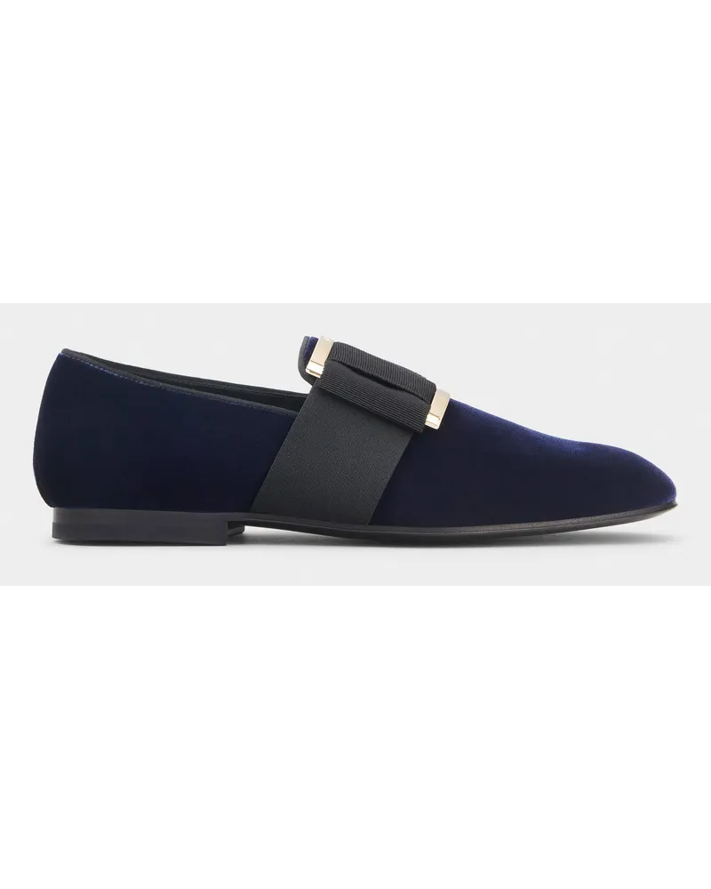 Roger Vivier Loafer Tuxedo für Herren mit Metallschnalle aus Samt Blau