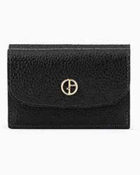 Giorgio Armani Mini-trifold-portemonnaie La Prima Aus Lack mit Reiskorn-print Schwarz