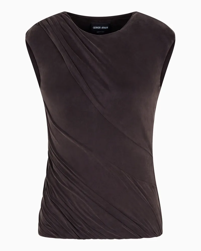 Giorgio Armani Top aus Cupro-Jersey Braun