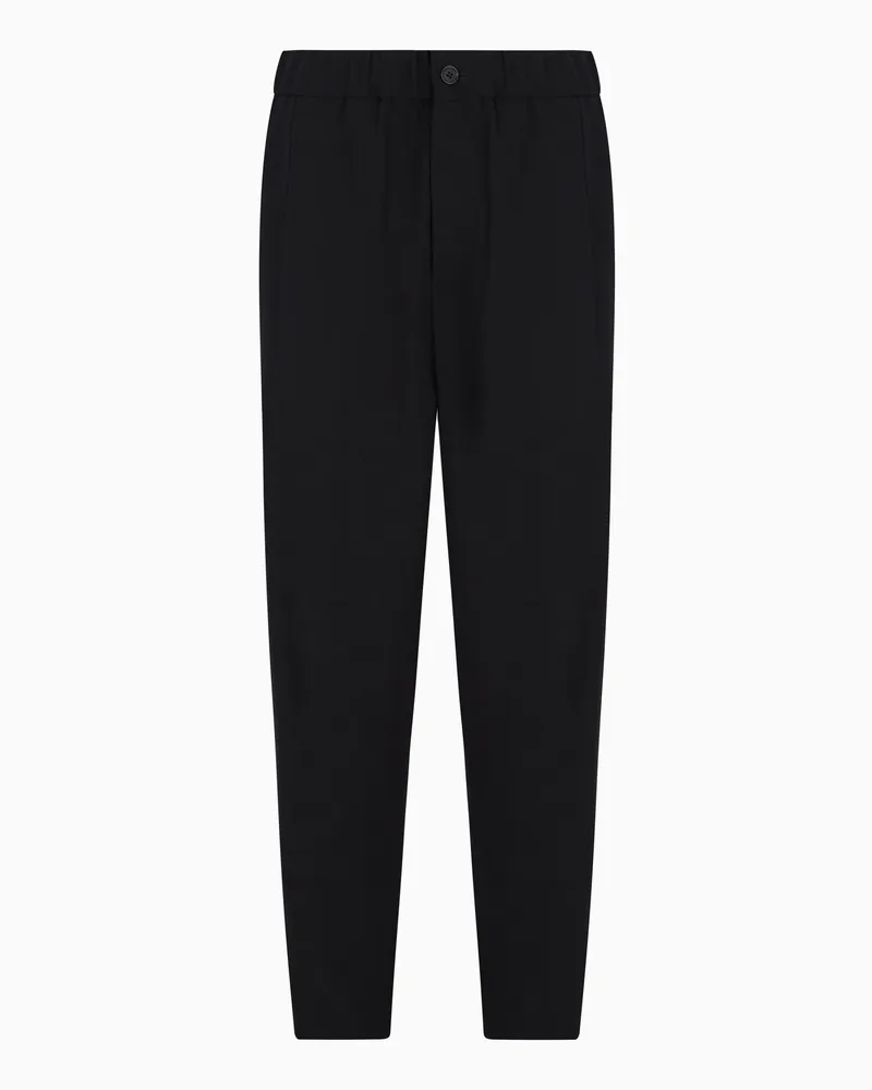 Giorgio Armani Hose mit einer Bundfalte aus reinem Schurwoll-Krepp Marineblau