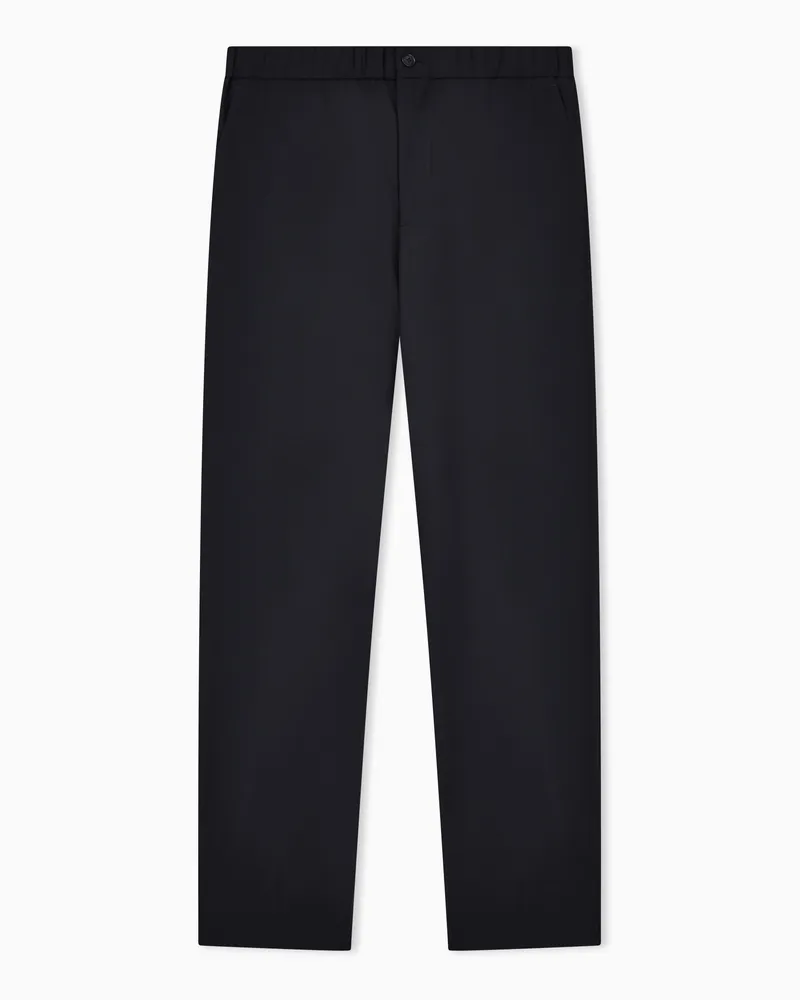 Giorgio Armani Hose mit einer Bundfalte aus reinem Schurwoll-Krepp Marineblau