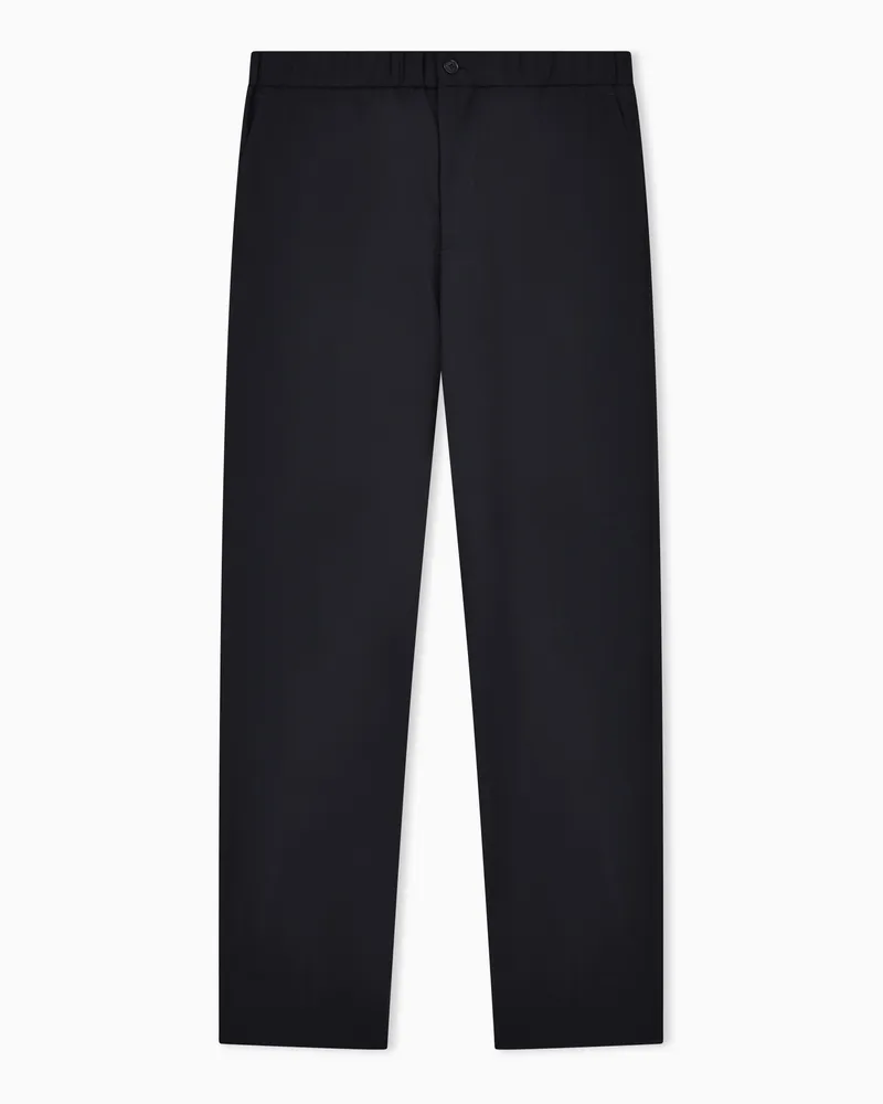 Giorgio Armani Hose mit einer Bundfalte aus reinem Schurwoll-Krepp Marineblau