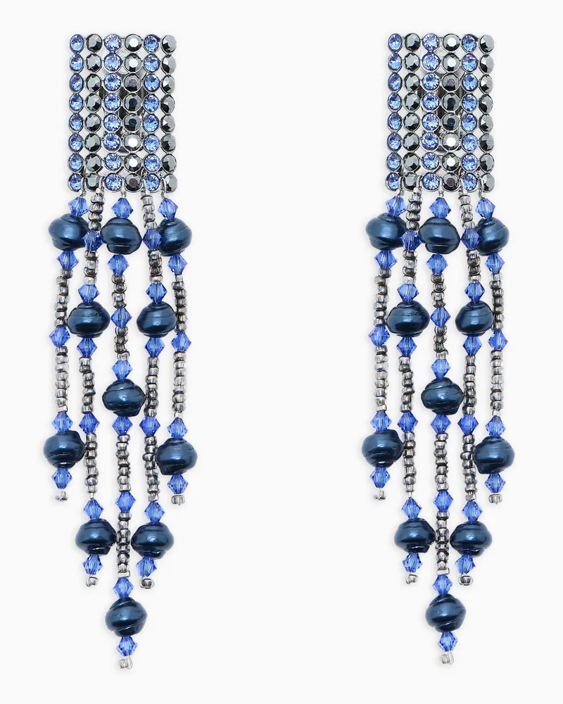 Giorgio Armani Clip-Ohrringe aus Messing mit Anhänger Blau