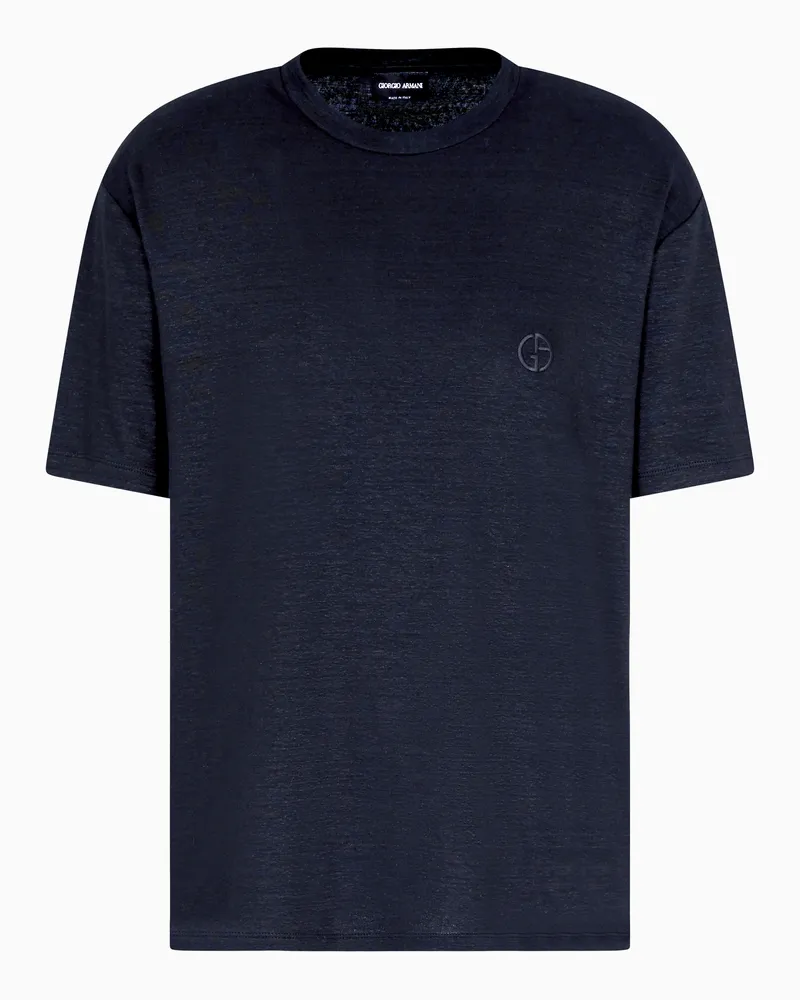 Giorgio Armani T-Shirt mit Rundhalsausschnitt aus elastischer Seide Schwarz