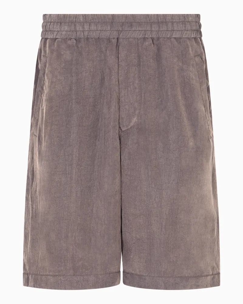 Giorgio Armani Bermudashorts aus verwaschenem Lyocell-Canvas Braun