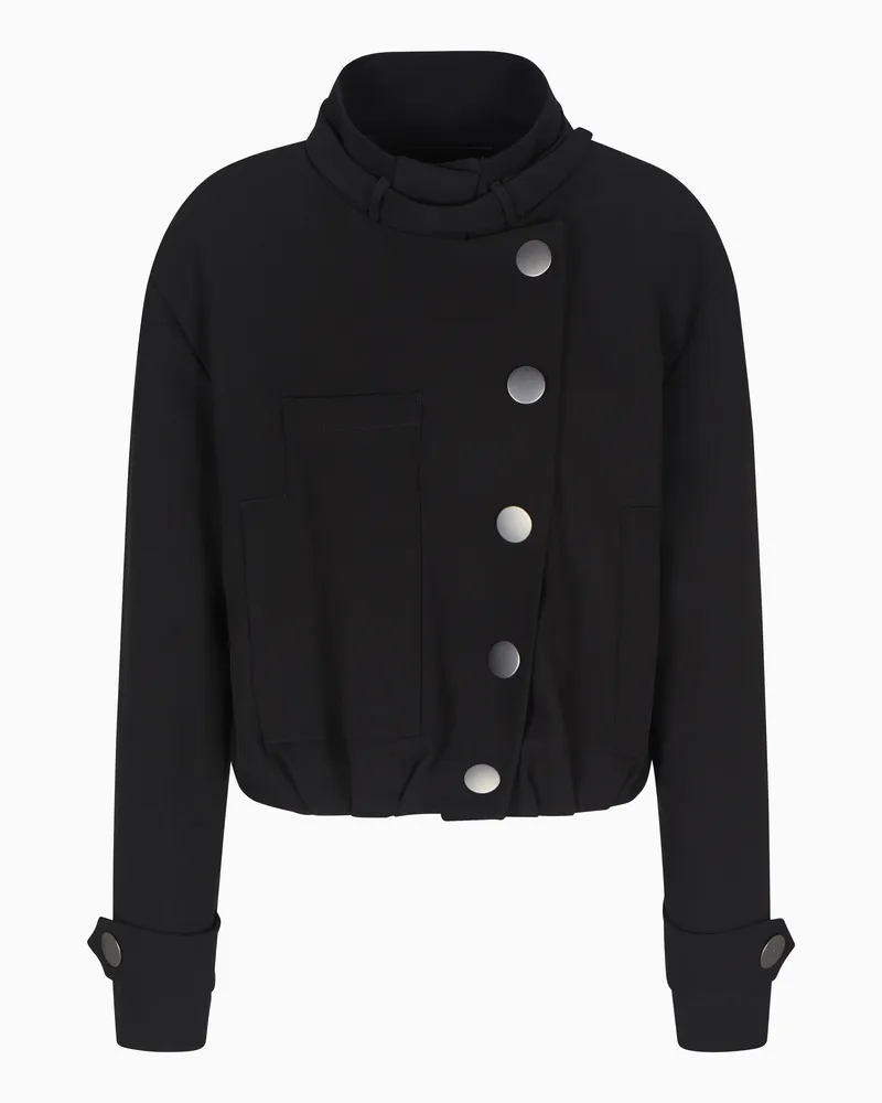 Giorgio Armani Kurzer Caban aus Seiden-Krepp-Cady Schwarz