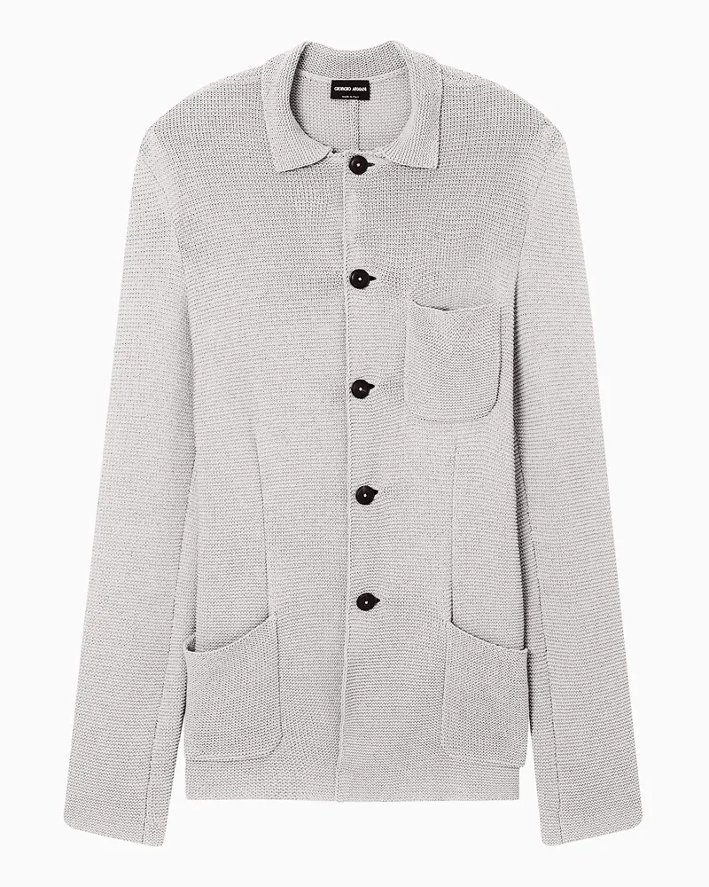 Giorgio Armani Einreihiges Sakko aus Baumwolle mit Linksstrick-Verarbeitung Beige