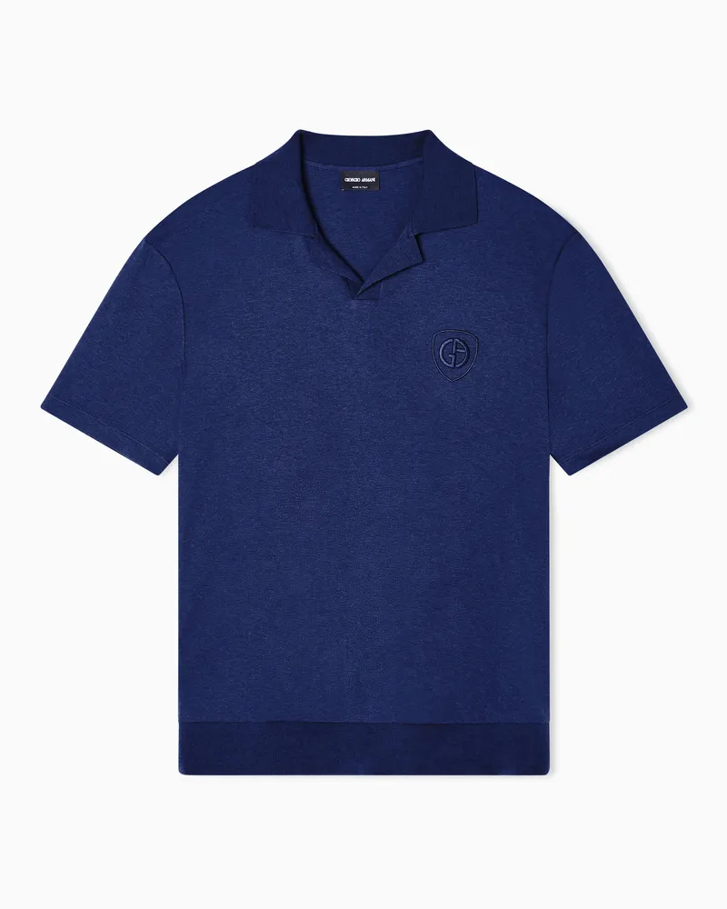 Giorgio Armani ASV Poloshirt aus Baumwoll-Interlock Blau
