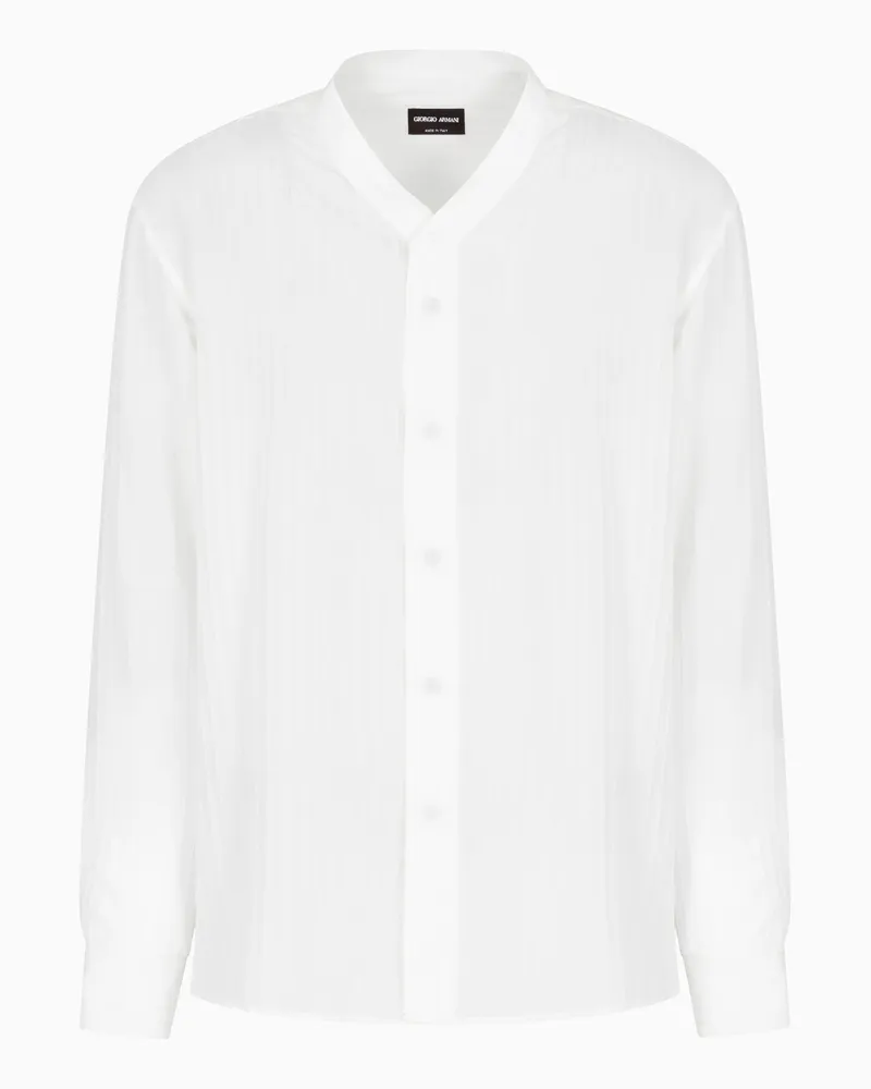 Giorgio Armani Hemd aus Viskose und Seiden-Jacquard Weiß