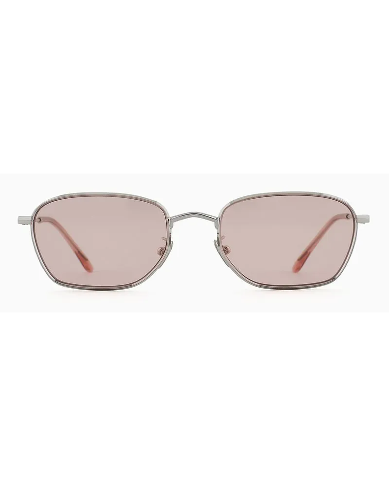 Giorgio Armani Sonnenbrille mit Rechteckiger Fassung Für Damen Silber