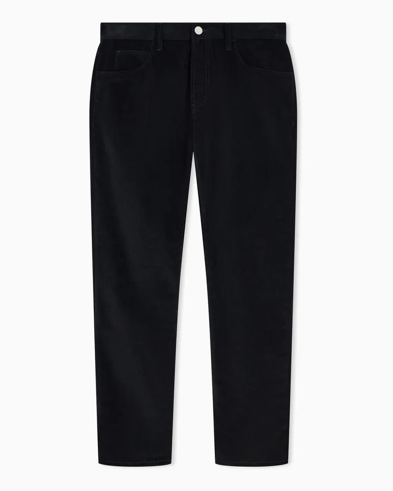 Giorgio Armani 5-Pocket-Hose aus Feincord mit Kaschmiranteil Schwarz