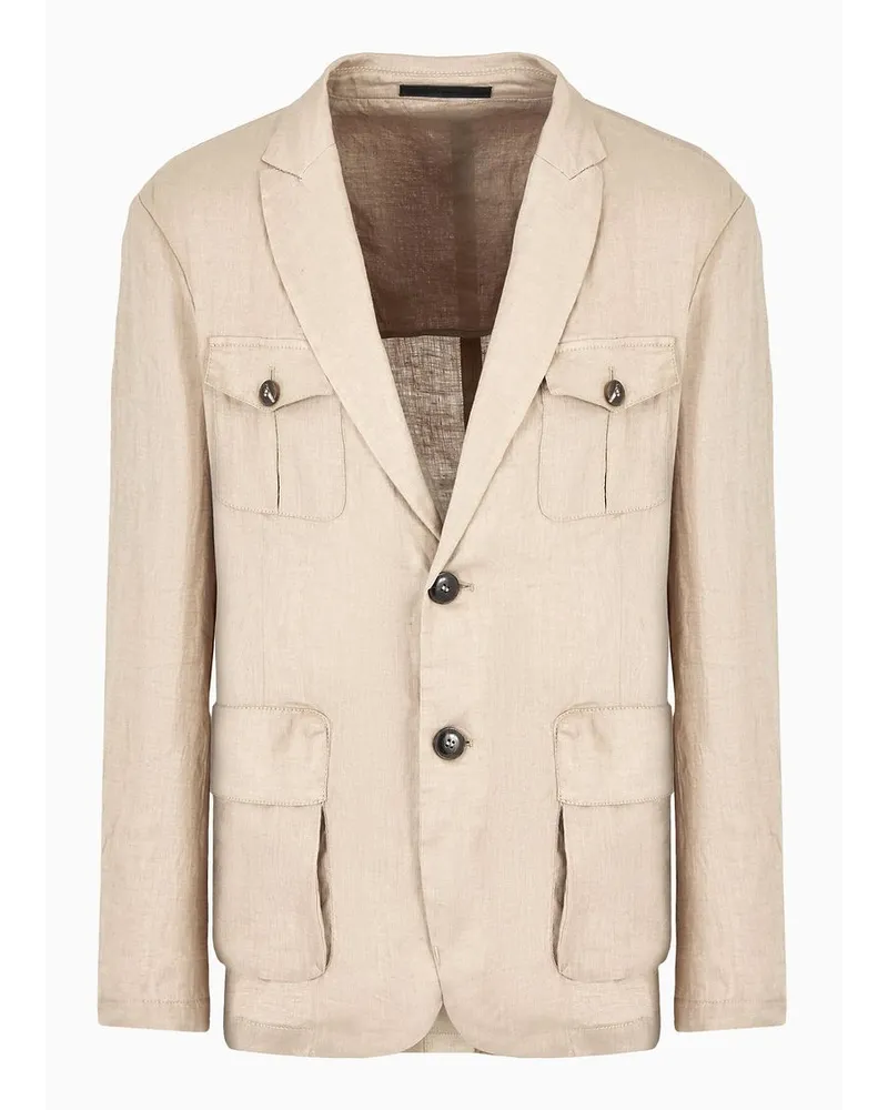 Giorgio Armani Einreihige Jacke Im Safari-stil Beige