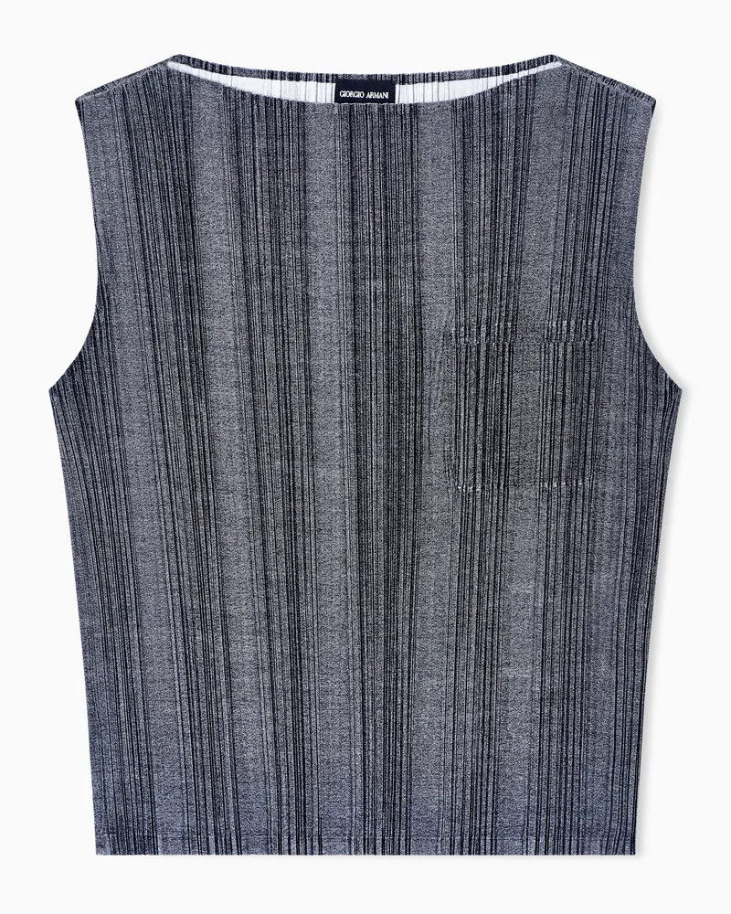Giorgio Armani ASV Top aus zweifarbigem Jersey mit Plissierung Grau