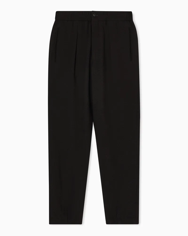 Giorgio Armani Hose mit einer Bundfalte aus Schurwolle, Kaschmir und Seersucker Braun