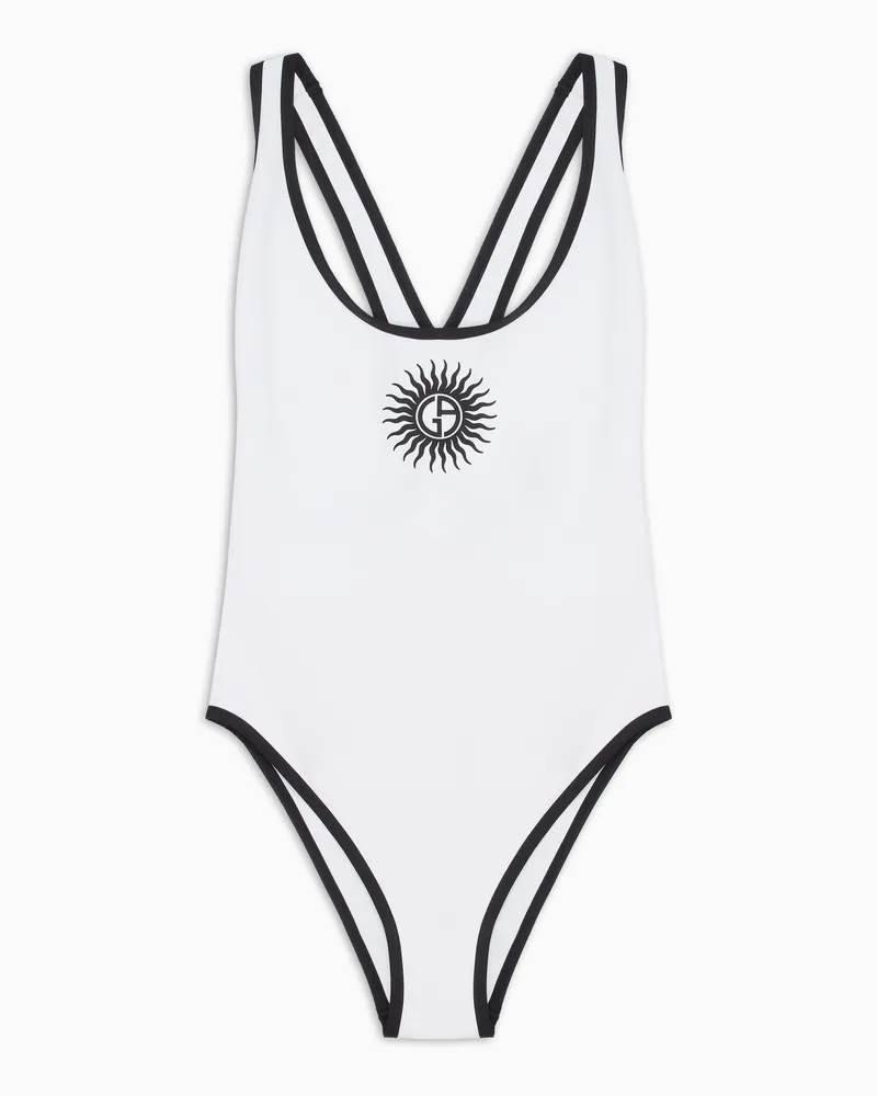Giorgio Armani Zweifarbiger Badeanzug Weiß