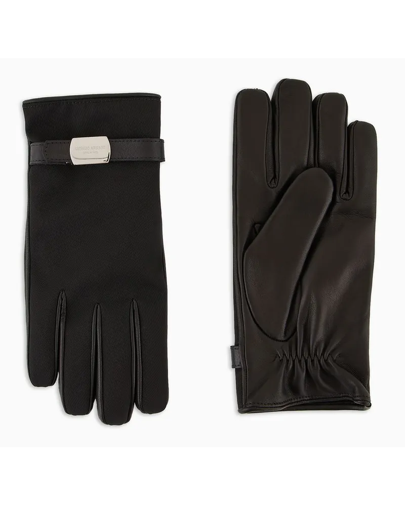 Giorgio Armani Handschuhe Aus Nappaleder und Funktionsgewebe Schwarz