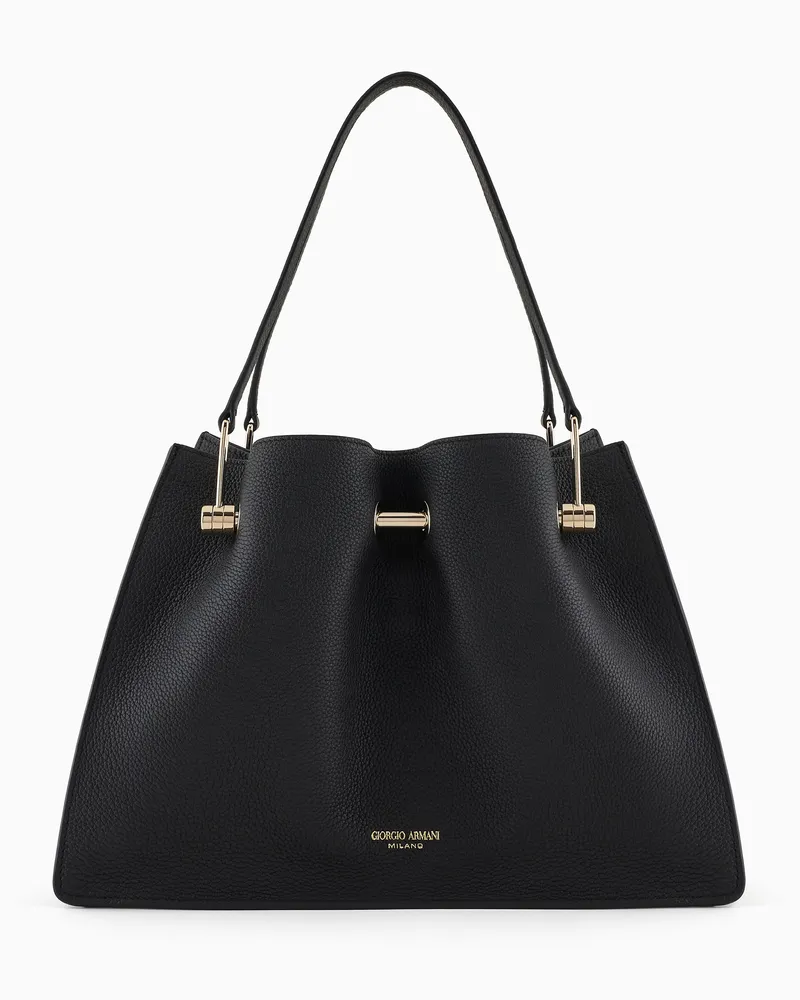 Giorgio Armani Kleine Einkaufstasche aus Veloursleder Schwarz