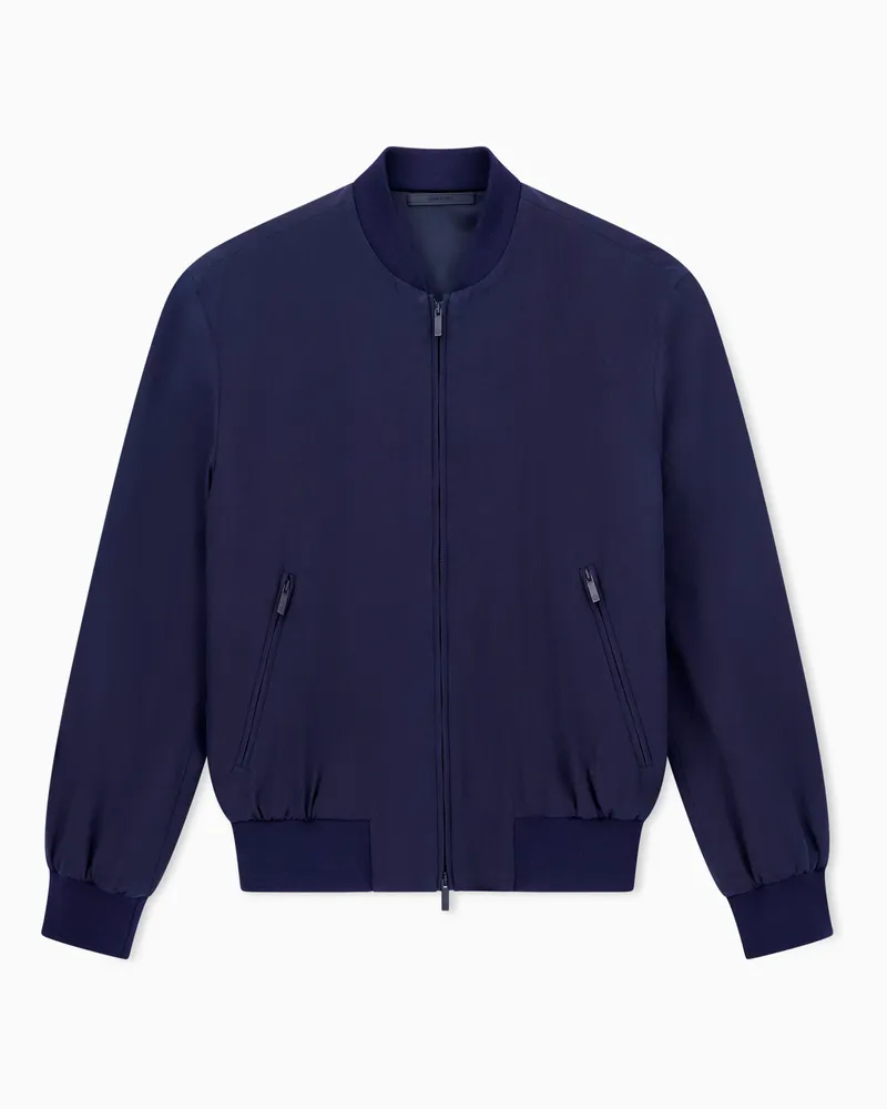Giorgio Armani ASV Blouson aus Baumwolle und Cupro Marineblau