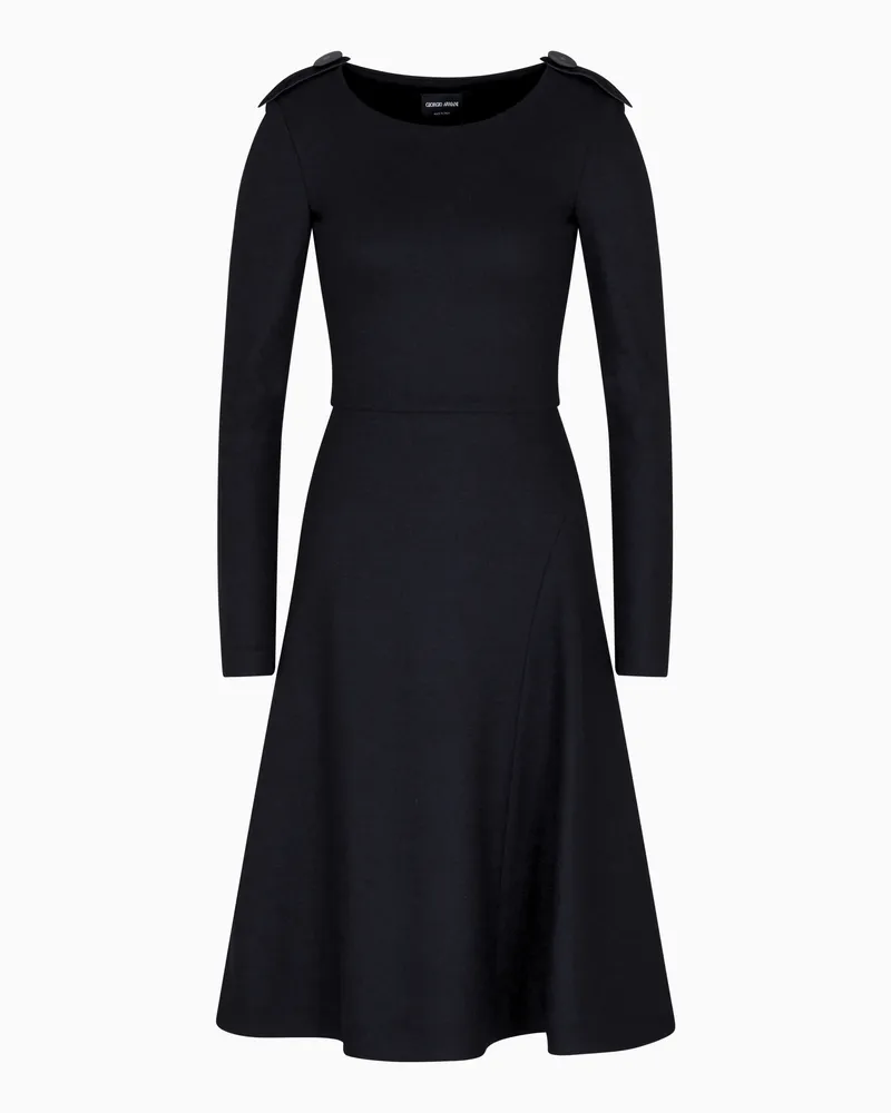 Giorgio Armani Jersey-Kleid aus Wolle mit Epaulettendetail Schwarz