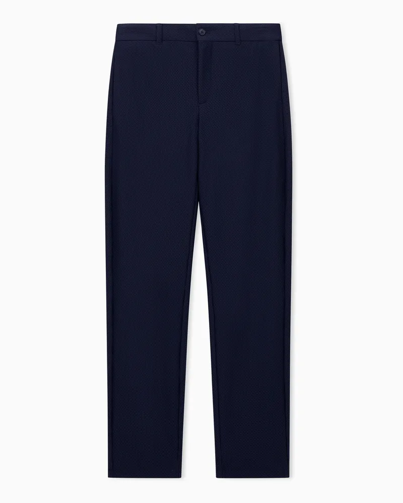 Giorgio Armani Flatfront-Hose aus geprägtem Funktionsstoff Marineblau